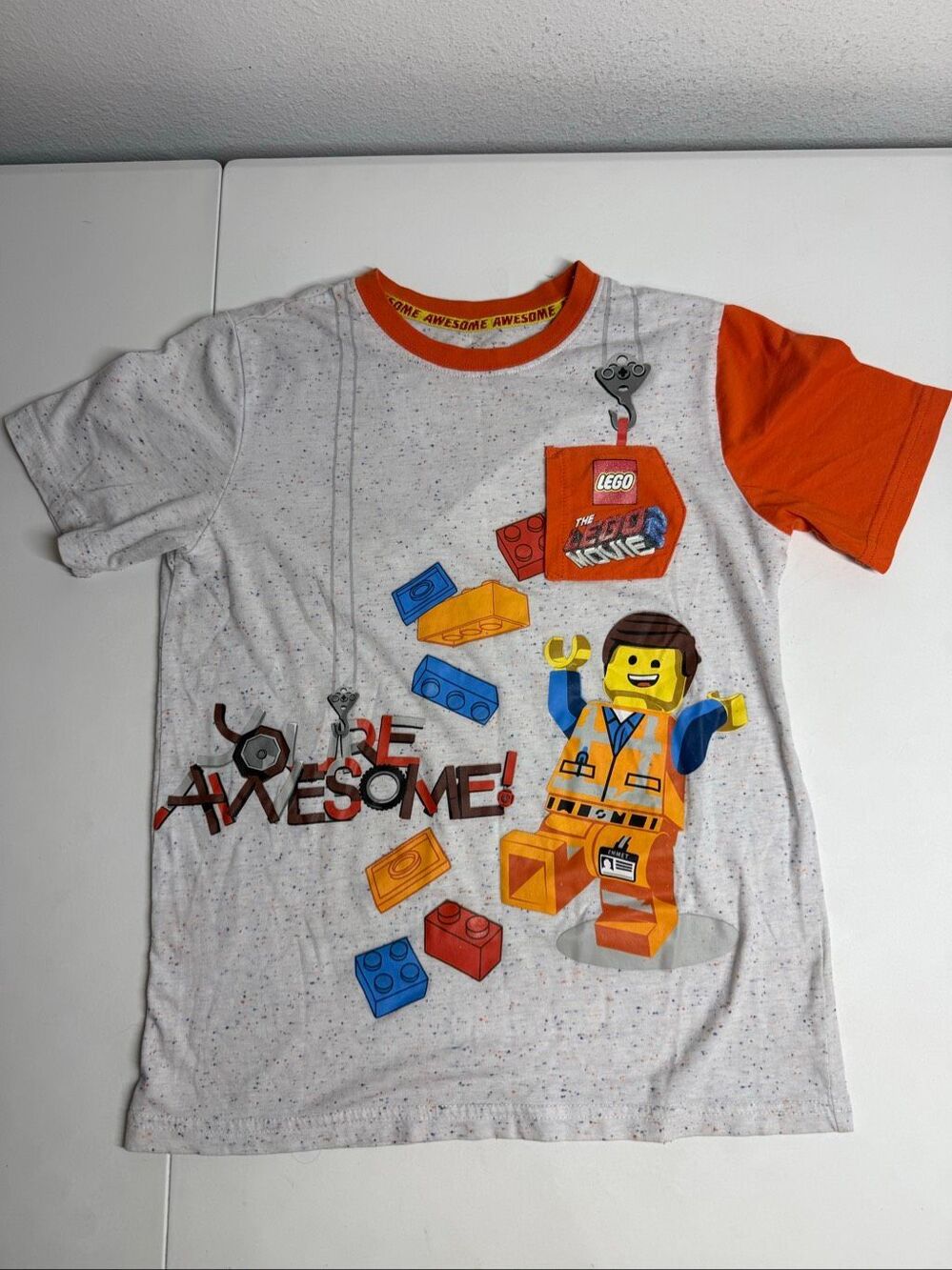 LEGO The LEGO Movie Awesome Graphic T Shirt Orange Gray Kids Size XL